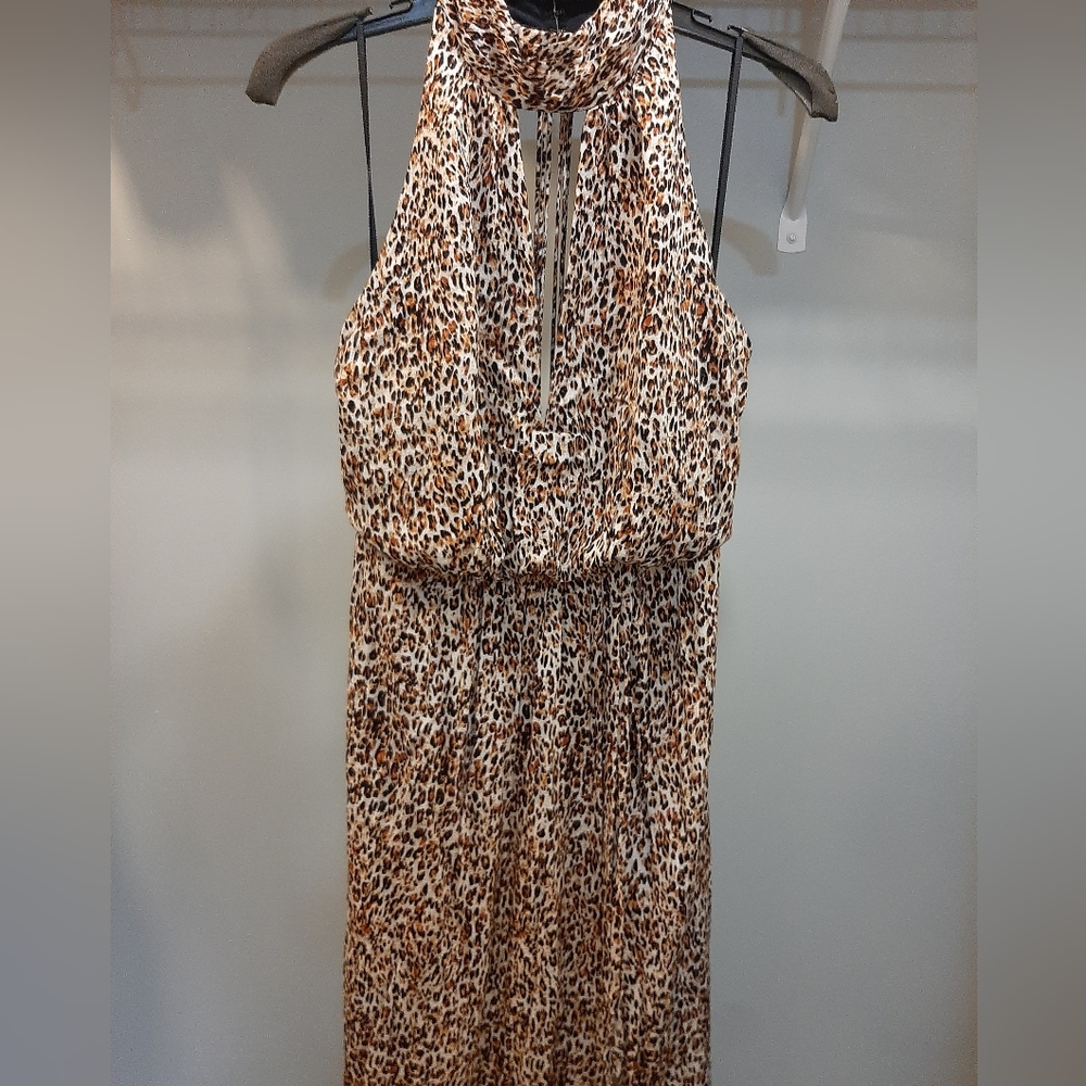 Free People Leopard Print Halter Maxi Dress in Brown and Black - Picture 2 of 10